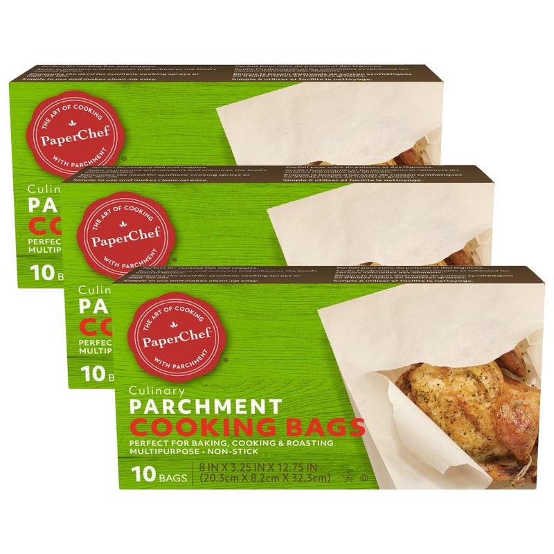 PaperChef â€“ Parchment Bags â€“ Multipurpose, Non-Stick- Ideal for Roasting, Steaming & More â€“ 10 Count - 3 Pack - Image 1